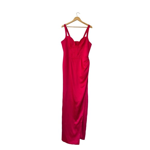 NBD Elodie Red Satin Corset Cocktail Maxi Dress Size XL Revolve Party Event - Picture 4 of 13